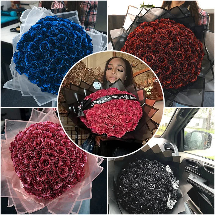 ✈️Fast Shipping Within 24 Hours💕Glitter Rose Bouquet💕Glitter Everlasting Rose Bouquet (Never Wither)